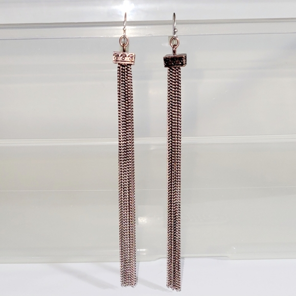 New Copper Tassel Shoulder Duster Chain Drop Earrings - Picture 5 of 5